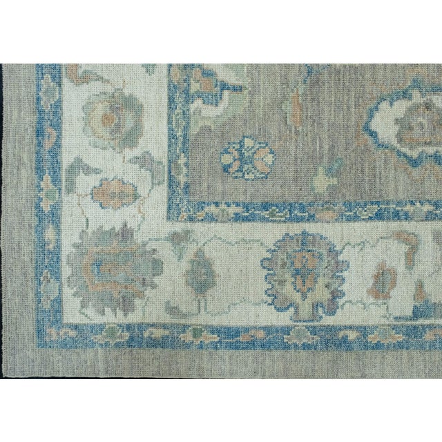 Blue & Gray Turkish Oushak Rug 7' x 10' For Sale - Image 4 of 9