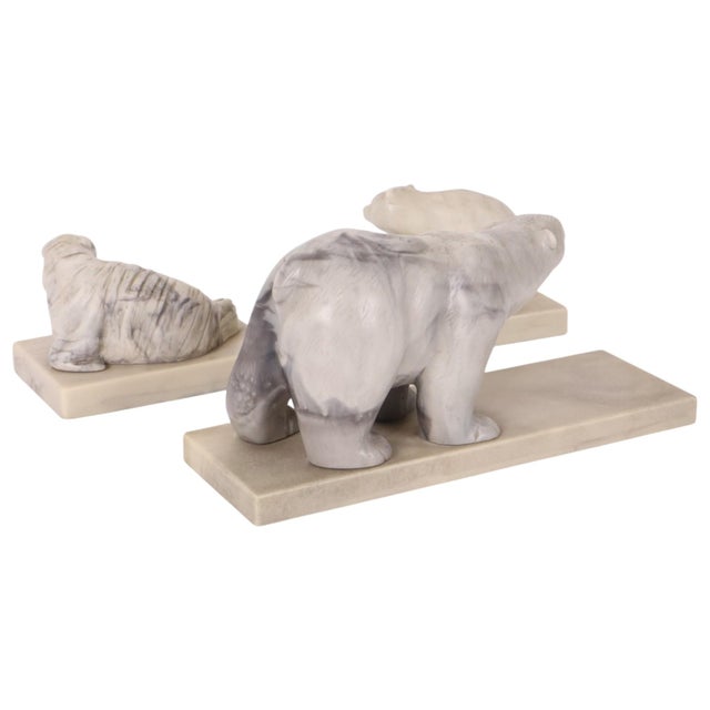 Plastic Vintage Animal Figurines Art in Marble Inuit, Canada, 1980s. Set of 3 For Sale - Image 7 of 18
