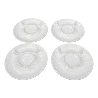 Vintage Gien France White Artichoke Plates, Set of 4 For Sale