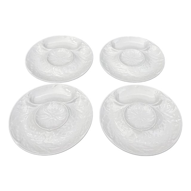 Vintage Gien France White Artichoke Plates, Set of 4 For Sale