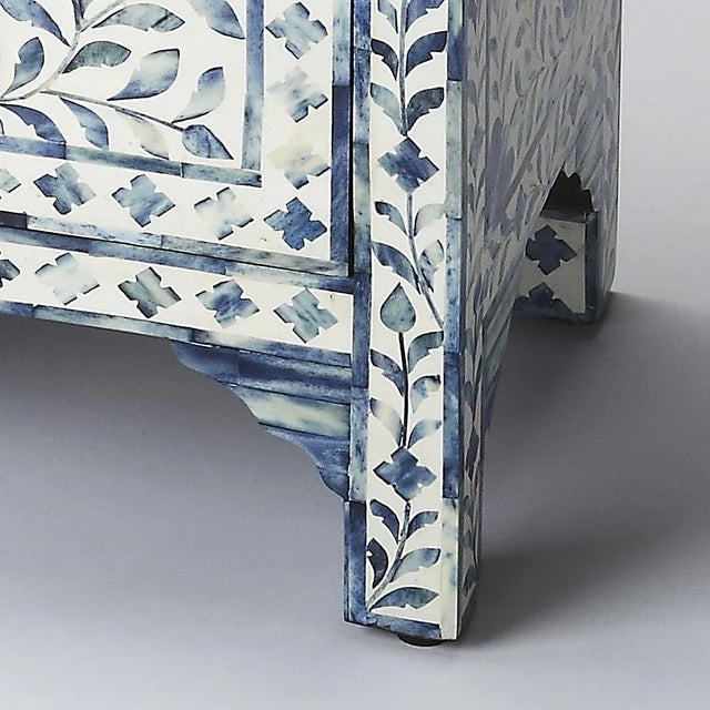 Spritely Home Accent Furniture Vivienne Bone Inlay Accent Chest, Blue For Sale - Image 4 of 5