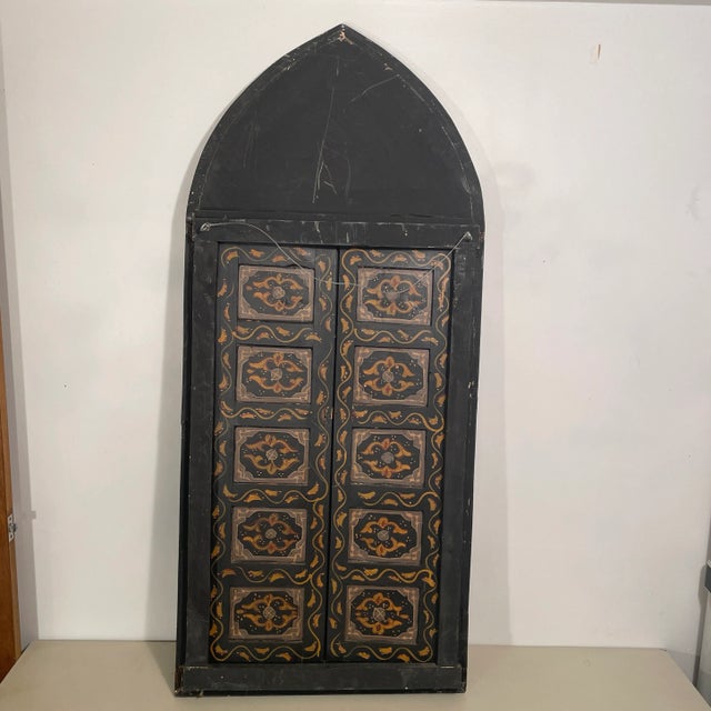 Antique Traditional Moroccan Hand Painted Wood Arrow/Arch Window Decor For Sale - Image 11 of 13
