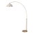 1960s Luna Bella Nova of California Brass Floor Lamp - 92" Modern Arc Lamp , Matte White/Gold Hemi-Sphere Shade, Dimmable For Sale