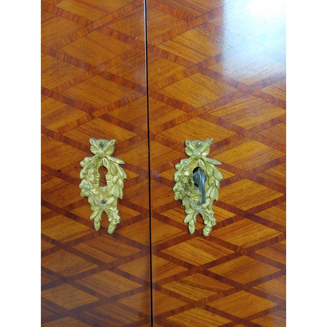 19th Century French Cabinet Double Door W/Gilt Bronze Ormolu & Marble Top-Signed For Sale - Image 9 of 11