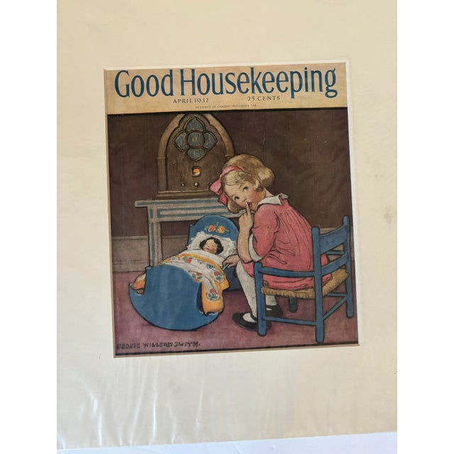 Pair of original antique offset lithograph prints of Good Housekeeping magazine from 1932 by Jessie Wilcox-Smith. One is...