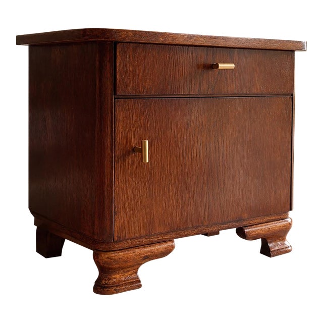 Restored 1940s German Nachtkommode Bedside Cabinet With Original Factory Inspection Label For Sale