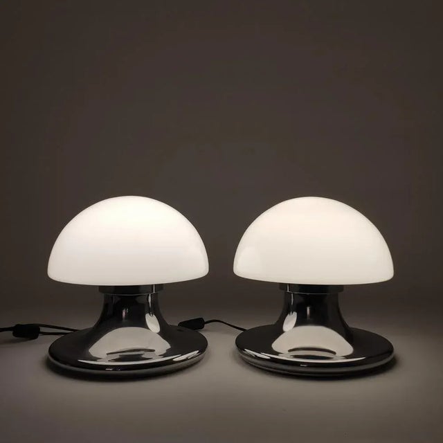 Italian Mushroom Table Lamps, 1970s, Set of 2 For Sale - Image 4 of 9