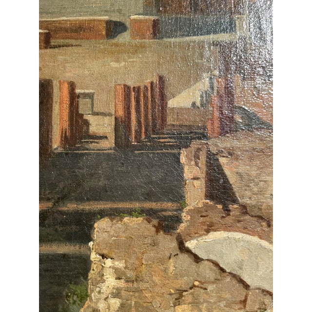 Alessandro La Volpe, View of Pompeii, Oil on Canvas, 1800s, Framed For Sale - Image 3 of 9
