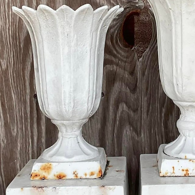 Vintage Boho Henderson Iron Works Petal Urns - Set of Two For Sale - Image 12 of 14