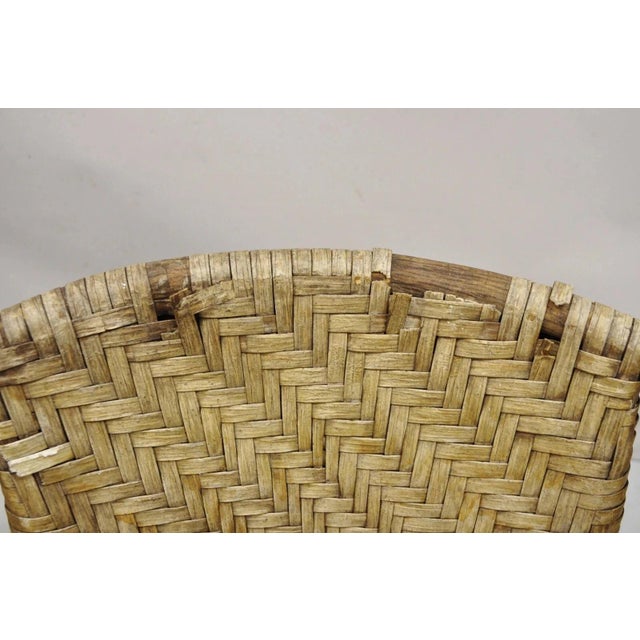 Mid 20th Century Mid 20th Century Adirondack Old Hickory Style Tree Branch Wood Frame Rattan Lounge Chairs a Pair For Sale - Image 5 of 12