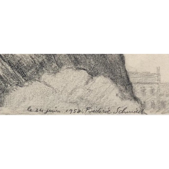 Modern Frédéric Schmied, Le Castel À Edimbourg, 1958, Graphite on Paper For Sale - Image 3 of 7