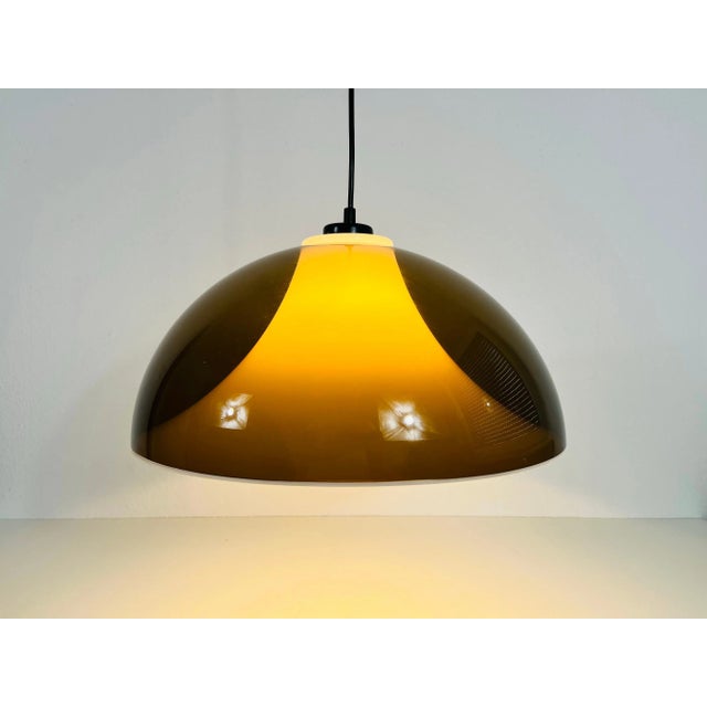 Brown Brown and White Acrylic Glass Pendant Lamp in the style of Temde, 1970s For Sale - Image 8 of 10