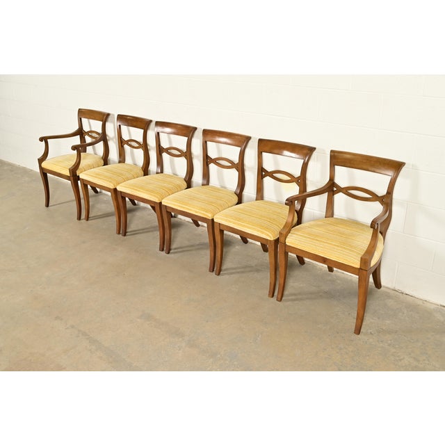 Baker Furniture Company Kindel Furniture Style Regency Carved Walnut Dining Chairs, Set of Six For Sale - Image 4 of 15