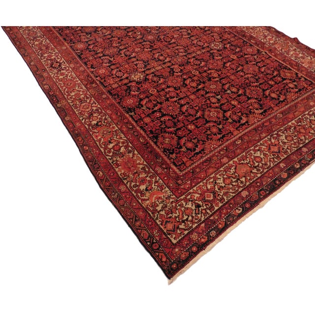 Antique Persian Malayer Rug. Blue background. All over pattern.