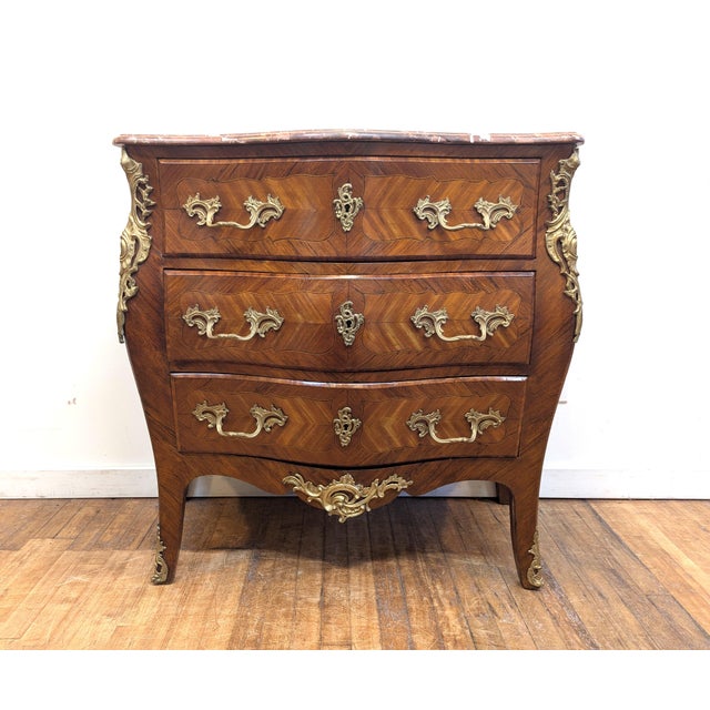 19th Century French Commode Bombe Chest of Drawers Marble Top For Sale In New York - Image 6 of 11