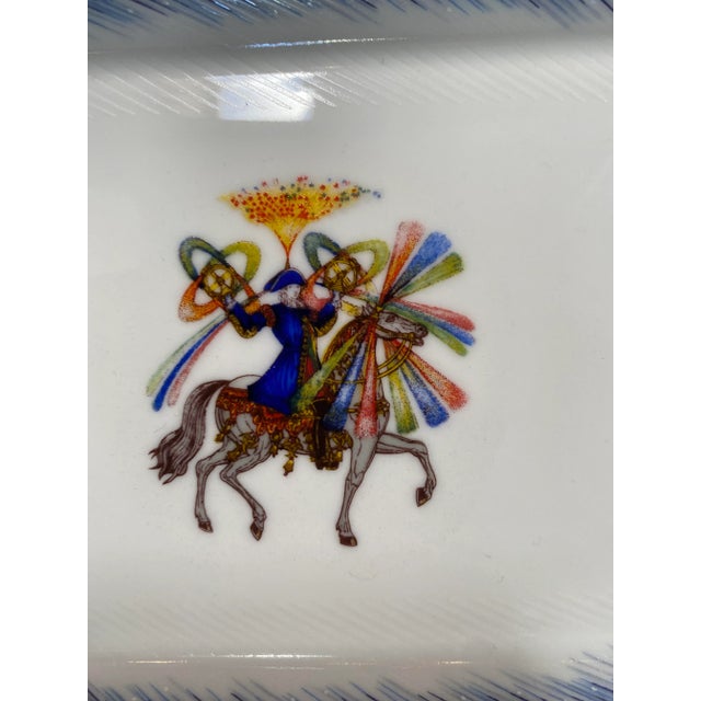 Mid-Century Modern 1980s Vintage Hermes Blue Porcelain Fan Ashtray For Sale - Image 3 of 8