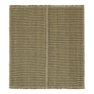 Rug & Kilim’s Contemporary Kilim With Textural Beige and Chartreuse Stripes For Sale