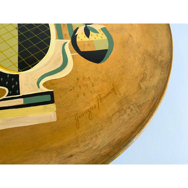 Georges Briard Vintage 1960's Georges Briard Mid Century Modern Gold Leaf Hand Painted Extra Large Decorative Metal Tray For Sale - Image 4 of 13