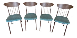 A Set of Four 1960s Chromcraft Mod Atomic Dining Chairs