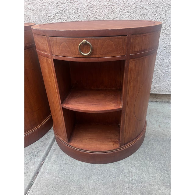 Chippendale Midcentury Baker Barrel Side Tables (Pair) For Sale - Image 3 of 12