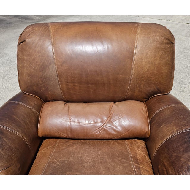 Vintage Barcalounger Saddle Leather Recliner With Continuous Lumbar Support For Sale - Image 10 of 18