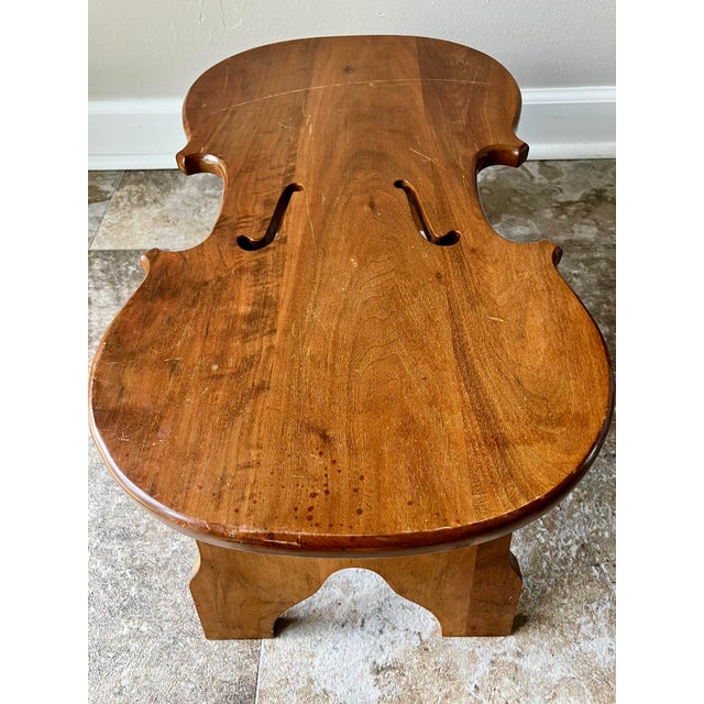 1970s Vintage 1976 Amana Furniture Solid Walnut Violin-Shaped Hearth Bench / Footstool For Sale - Image 5 of 18