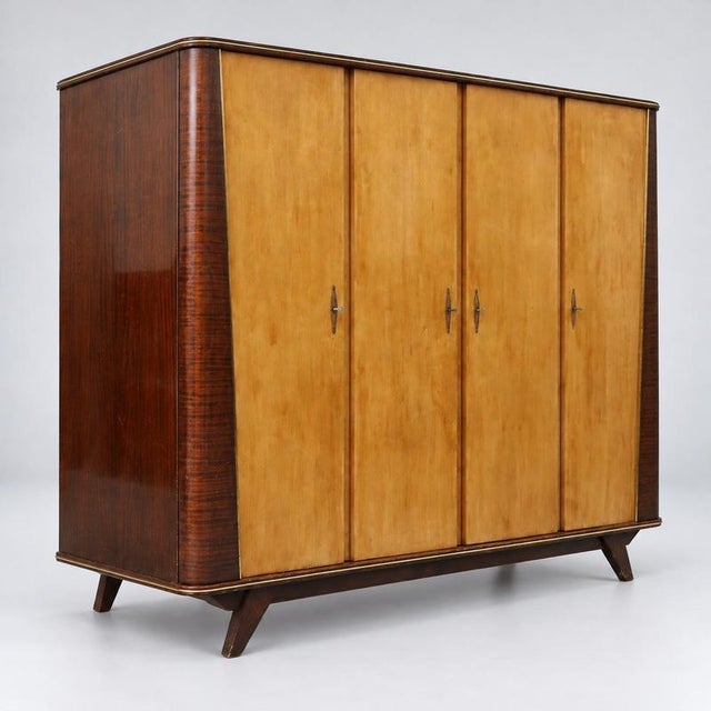 Wood Vintage Four-Door Wardrobe in Wood, 1950s For Sale - Image 7 of 7