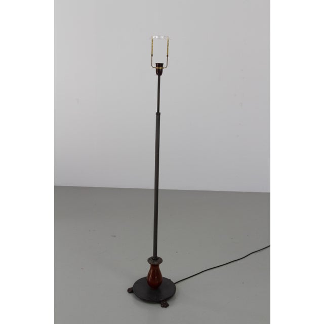 Art Deco Danish Floor Lamp in Brass, Wood and Iron by Lyfa, 1920s For Sale - Image 16 of 18