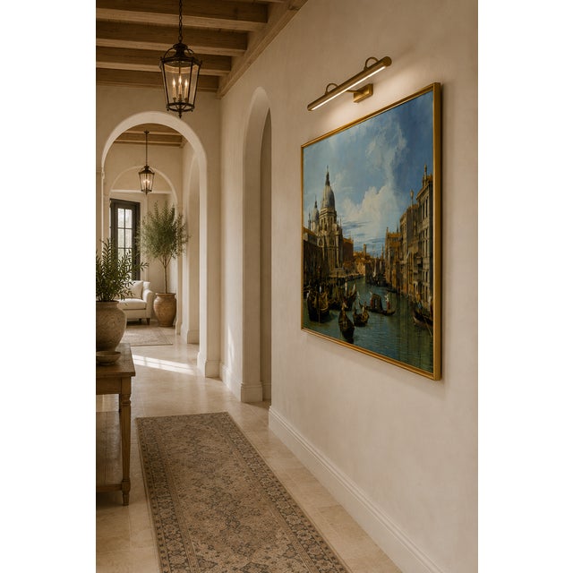 Brown The Entrance to the Grand Canal, Venice by Canaletto, Vintage Art Print, 60" X 40" For Sale - Image 8 of 10