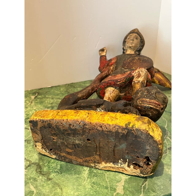 18th Century Spanish Polychrome Wood Carving of St. Michael For Sale In West Palm - Image 6 of 12