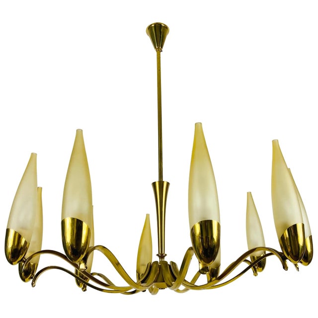 Stilnovo Mid-Century Modern Italian Brass and Glass Chandelier, 1960s For Sale - Image 13 of 13