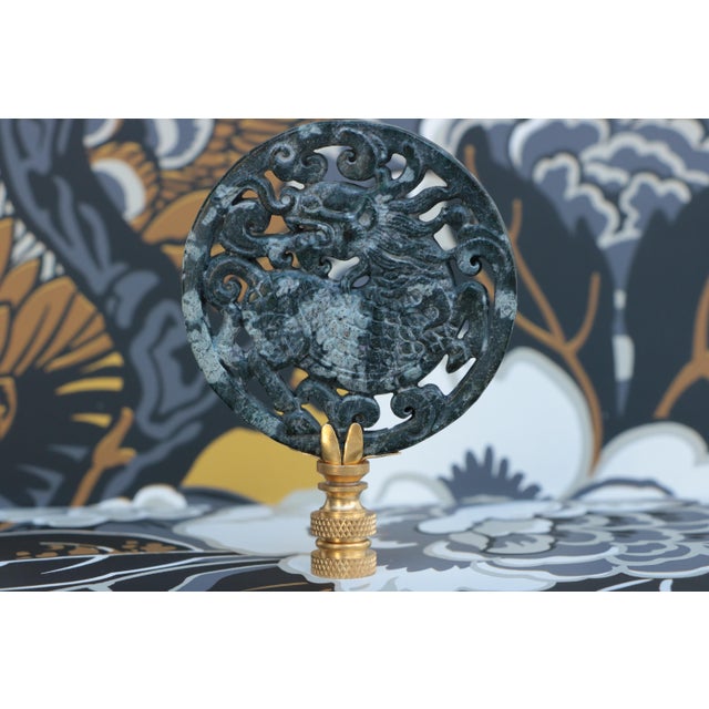 Marbled Foo Dog Lamp Finial on Brass Hardware Chairish