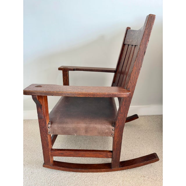 Wood 1910s G. Stickley v-Back Rocking Chair For Sale - Image 7 of 10