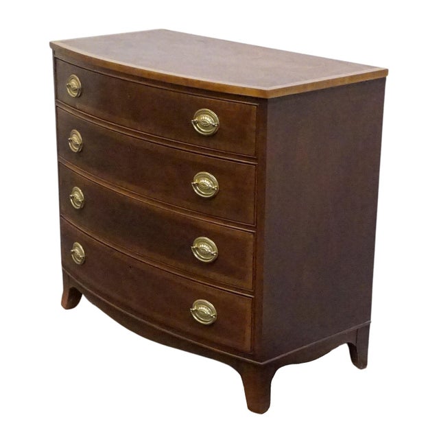 COUNCILL CRAFTSMAN Banded Mahogany Traditional Duncan Phyfe Style 34" Four Drawer Chest 31.25" High 34" Wide 18" Deep We...