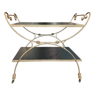 Vintage Hollywood Regency Two-Tier Bar Cart For Sale