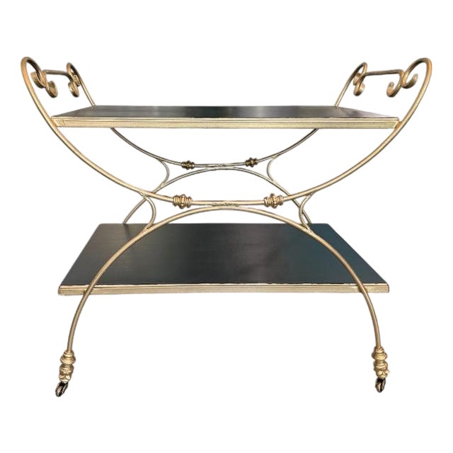 Vintage Hollywood Regency Two-Tier Bar Cart For Sale