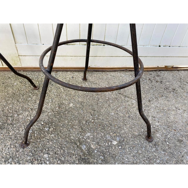 Industrial Metal Swivel Bar Stools, 1950s, Set of 2 For Sale - Image 13 of 18