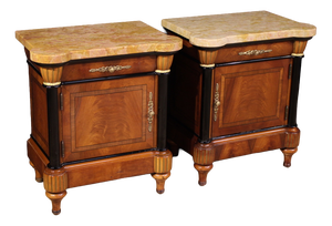 20th-Century Italian Bedside Tables with Marble Top, 1980s, Set of 2