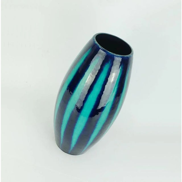 1960s Mid-Century Model No. 248-38 Europ Line Vase in Blue and Emerald Green from Scheurich, 1950s For Sale - Image 5 of 10