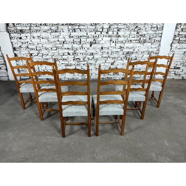Reupholstered French Country Ladder Back Dining Chairs - Set of 6 For Sale - Image 12 of 12