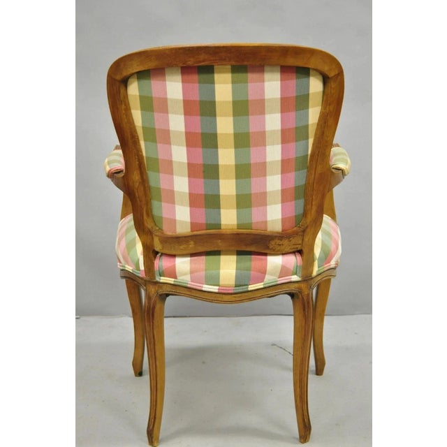 Vintage French Country Louis XV Style Plaid Arm Chair by Simon Loscertales Bona For Sale - Image 9 of 12