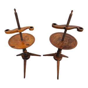 Vintage Wooden Spindle Adjustable Floor Candle Stands
