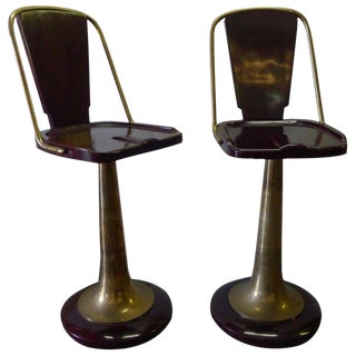 Mid 20th Century Swivel Yacht Style Bar Stools - a Pair For Sale