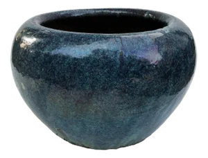 Antique Cobalt Blue Stoneware Water Vessel Planter