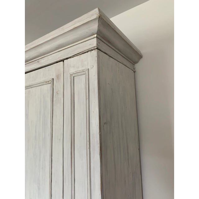 White Early 19th Century Antique Whitewashed Pine Armoire Cabinet For Sale - Image 8 of 13