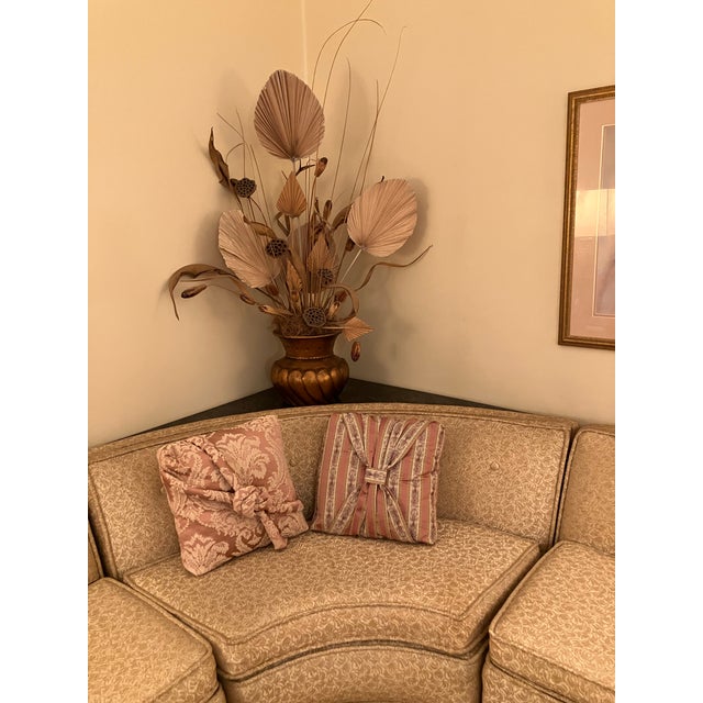 Set of 6 Vintage Custom Decorative Pillows Mauve/Lt Pink, Damask, Silk, 16x16x5” For Sale - Image 4 of 10