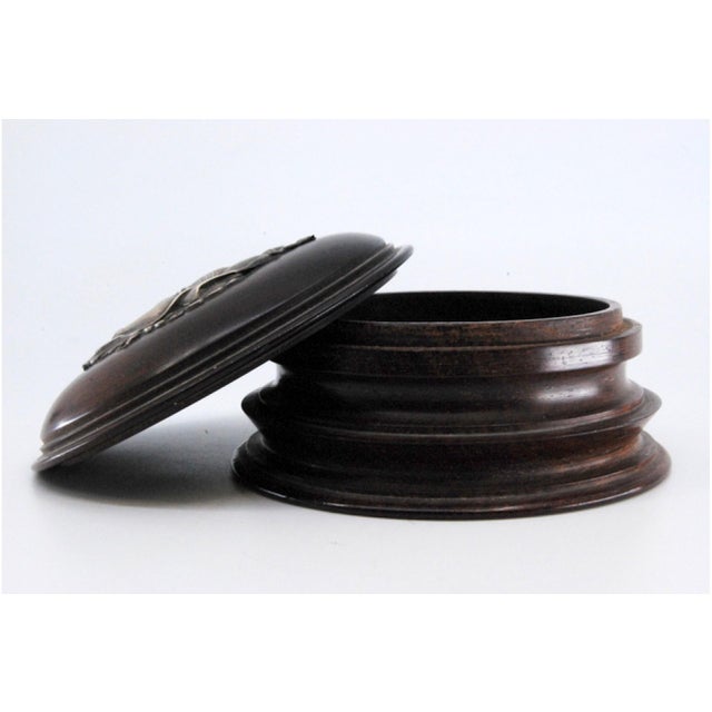 Wooden Jewelry Box with Silver Application and Flower-Shaped Lid For Sale - Image 10 of 11