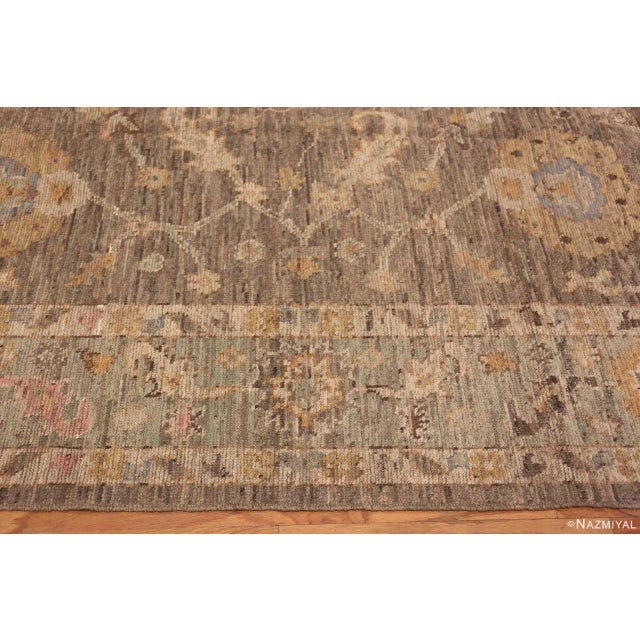 Nazmiyal Collection Earthy Area Contemporary Turkish Oushak Design Area Rug For Sale In New York - Image 6 of 7