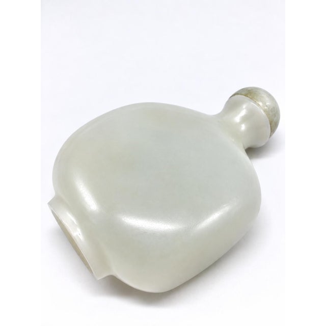 Gemstone White Jade Snuff Bottle Hand Carved Minimalist Timeless Ming Style For Sale - Image 7 of 13