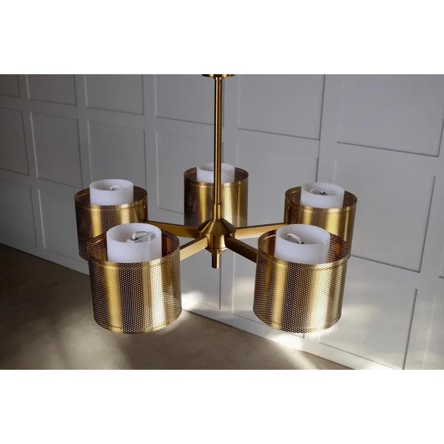 Brass Ceiling Lamp attributed to Holger Johansson, Sweden, 1960s For Sale - Image 9 of 11